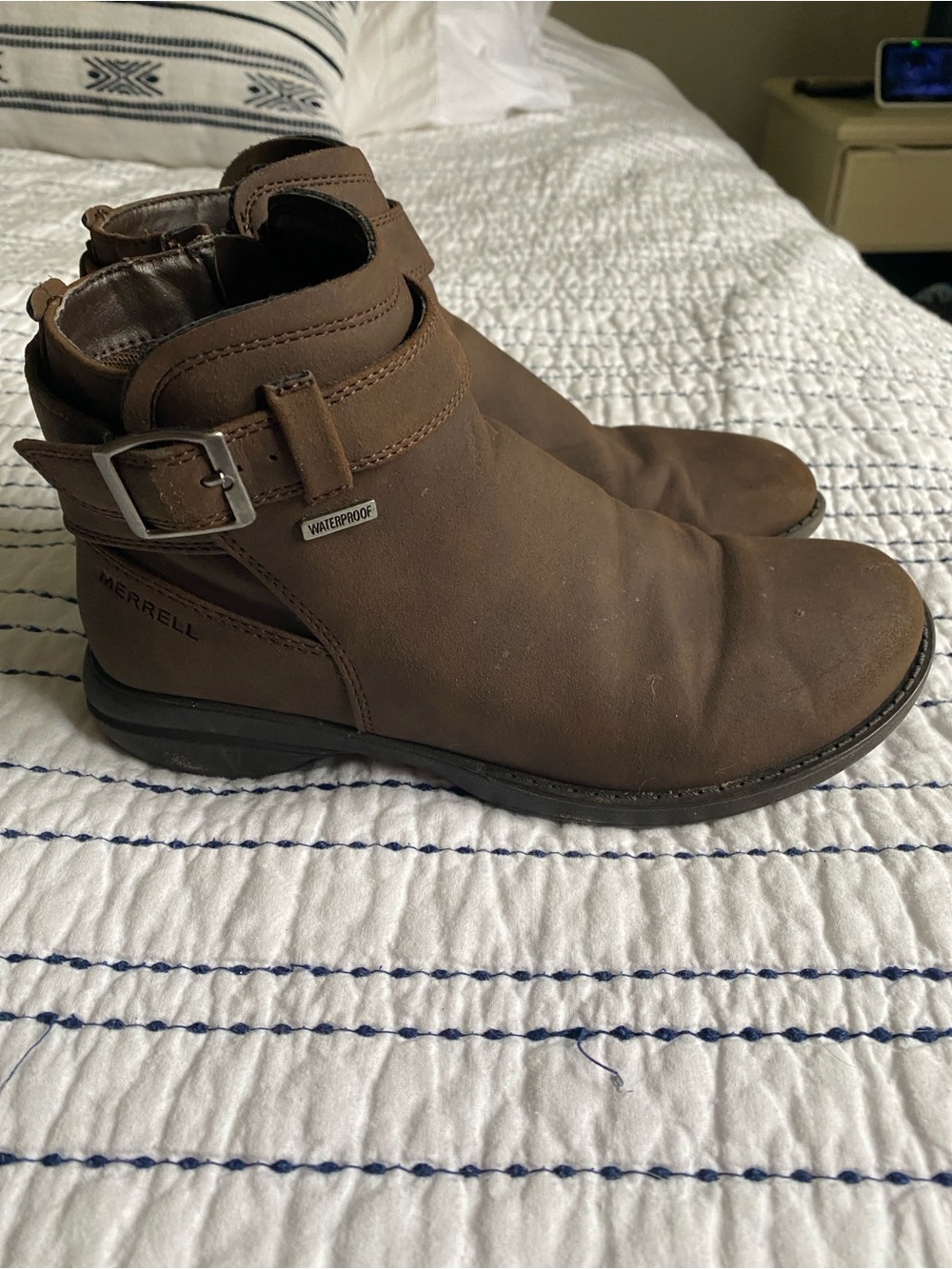Merrell Brown Waterproof Women's Ankle Booties with Buckle